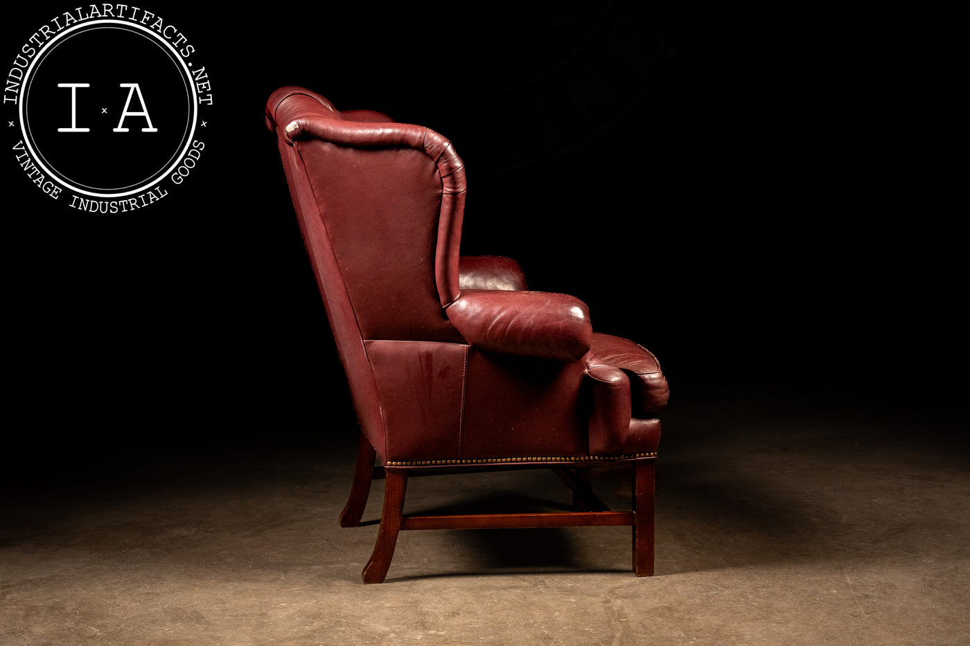 Tufted Red Leather Wingback Chair