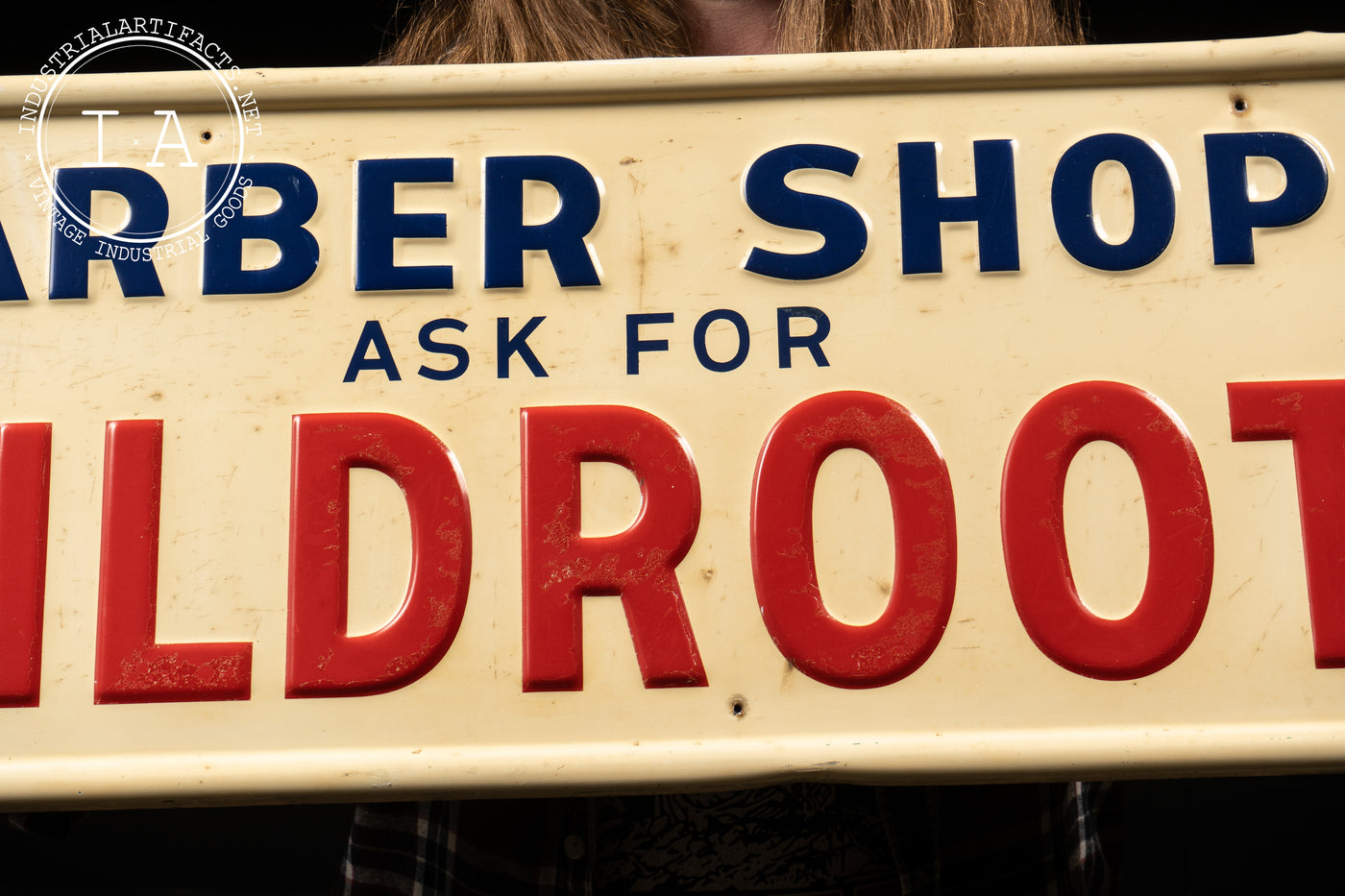 1950's Wildroot Barber Shop Embossed Tin Sign