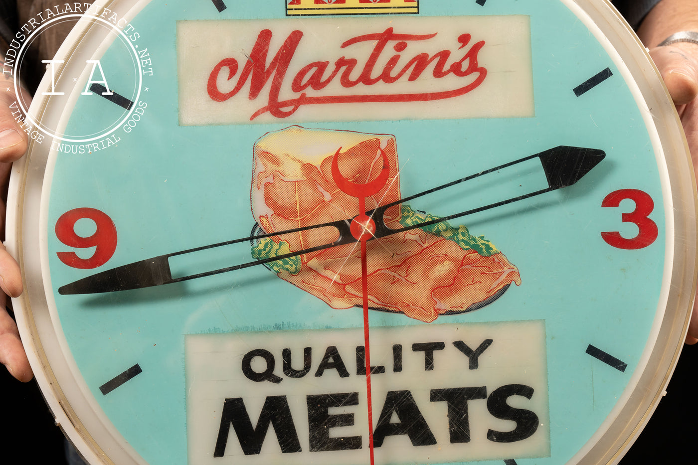 Martin's Quality Meats Lighted Advertising Clock