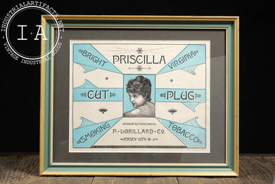Antique Framed Priscilla Tobacco Advertising Print – Lorillard Co.