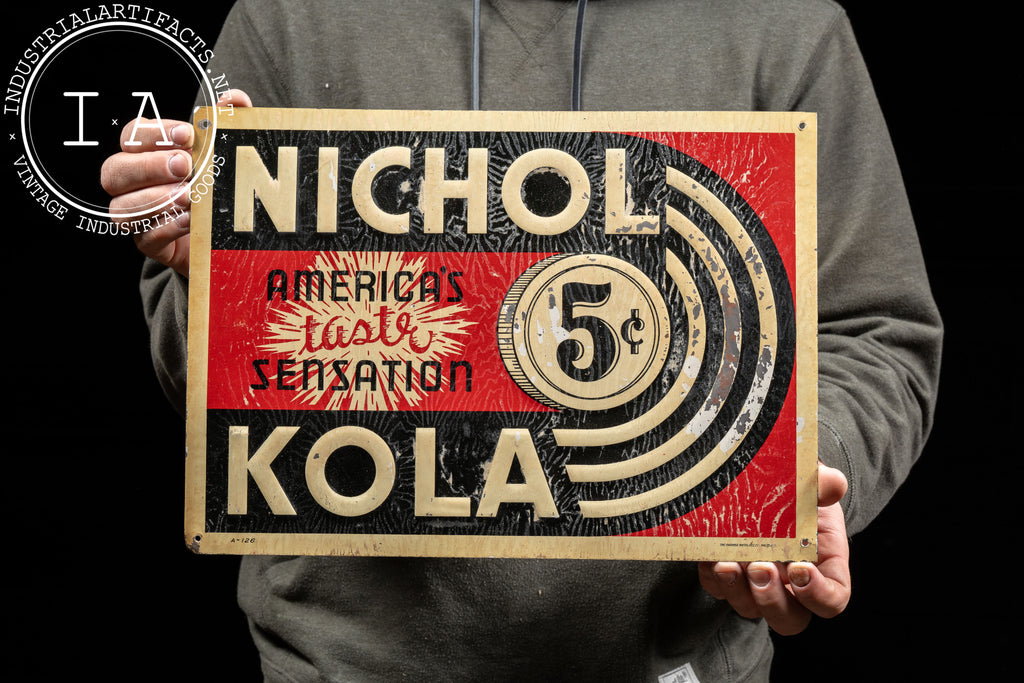 ヴィンテージ ブリキサイン NICHOL KOLA エンボス 40年代 Vintage Nichol Cola Embossed SST Advertising Sign – Industrial