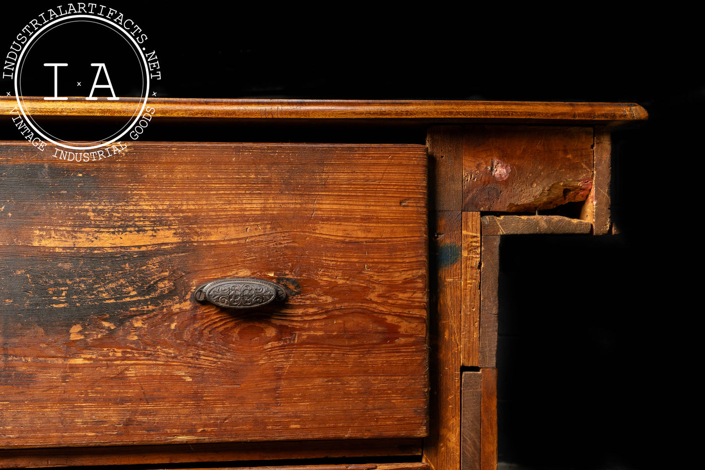 Antique 12-foot Wooden Store Counter