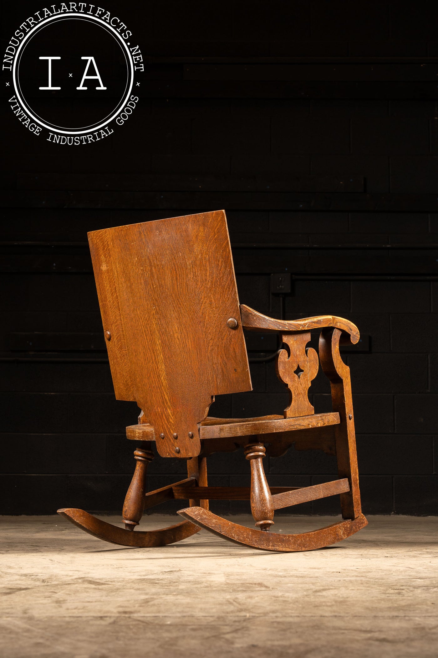 Early 20th Century Carved Oak Rocking Chair