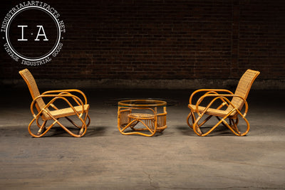 Vintage Bentwood and Rattan Furniture Set by Franco Albini