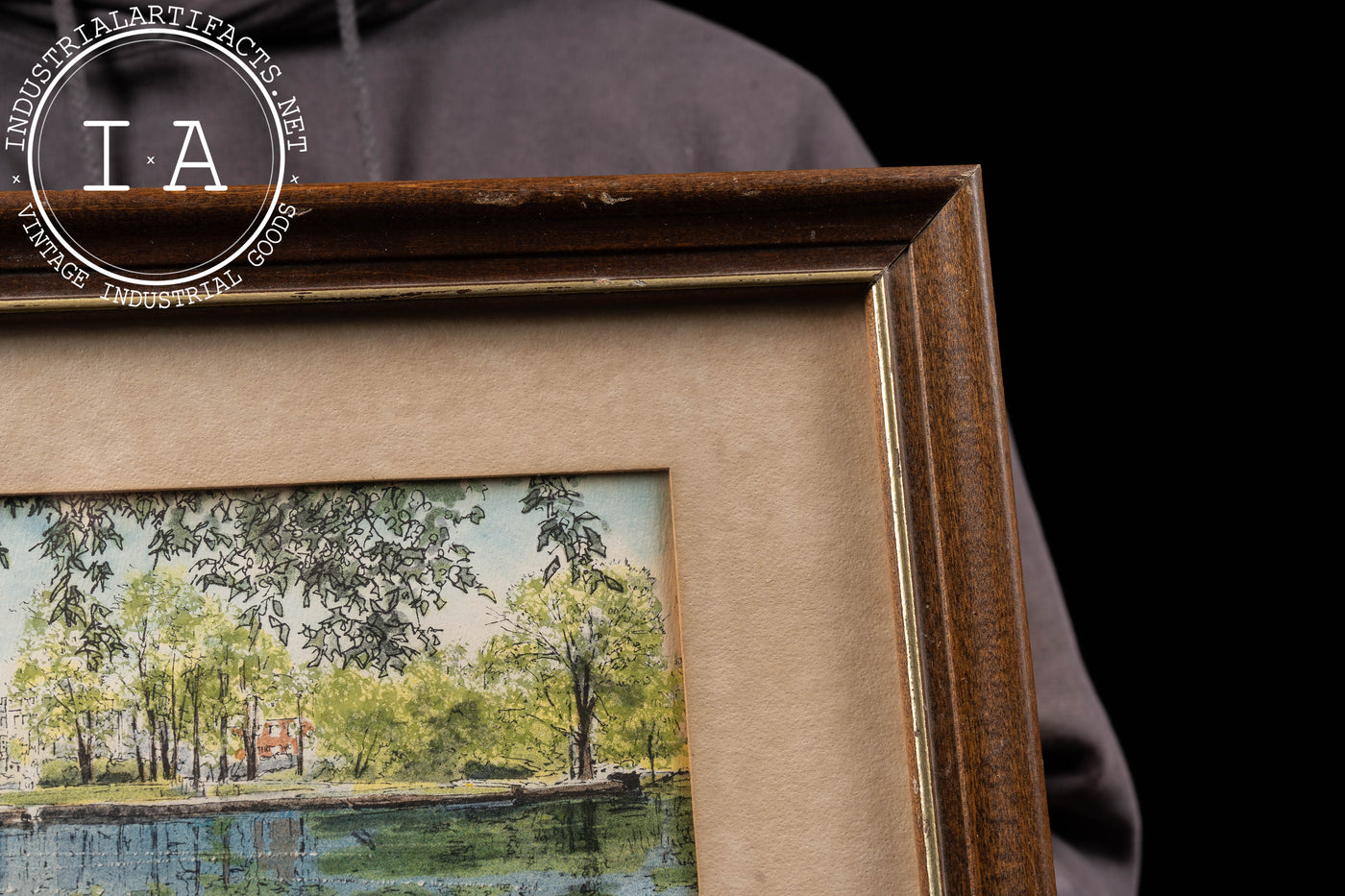 Framed Painting of Lagoon and Altgeld Hall, DeKalb, Signed