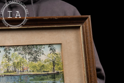Framed Painting of Lagoon and Altgeld Hall, DeKalb, Signed