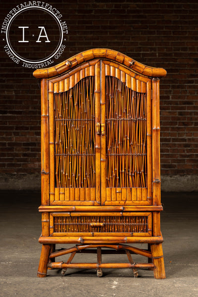 Early 20th Century Bamboo and Cane Armoire