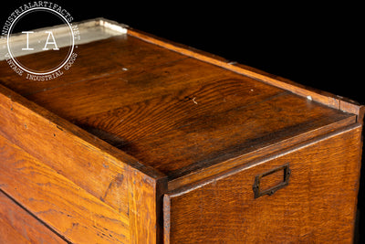 Antique Oak Filing Cabinet with Brass Hardware