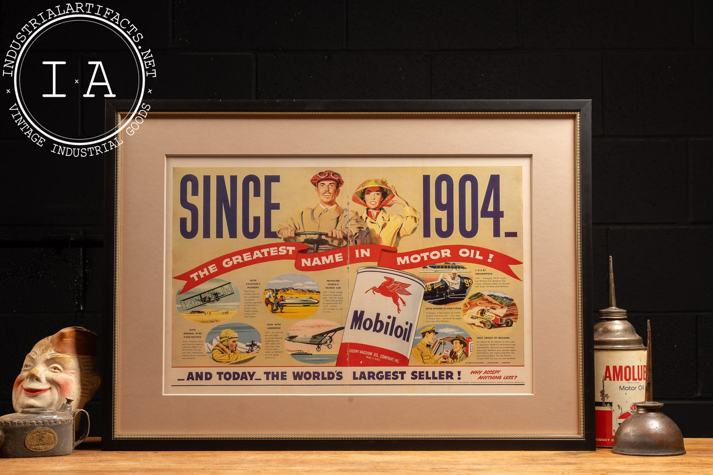 c. 1935 Socony Vacuum Framed Mobiloil Ad