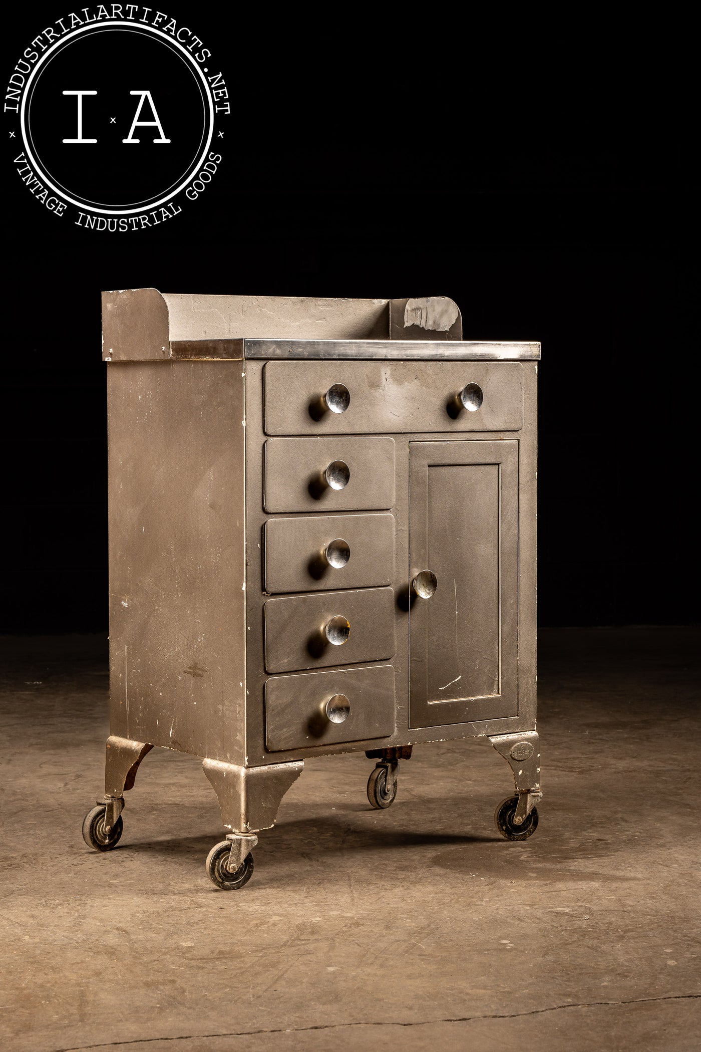 Vintage Industrial Steel Rolling Cabinet by Bel Geddes