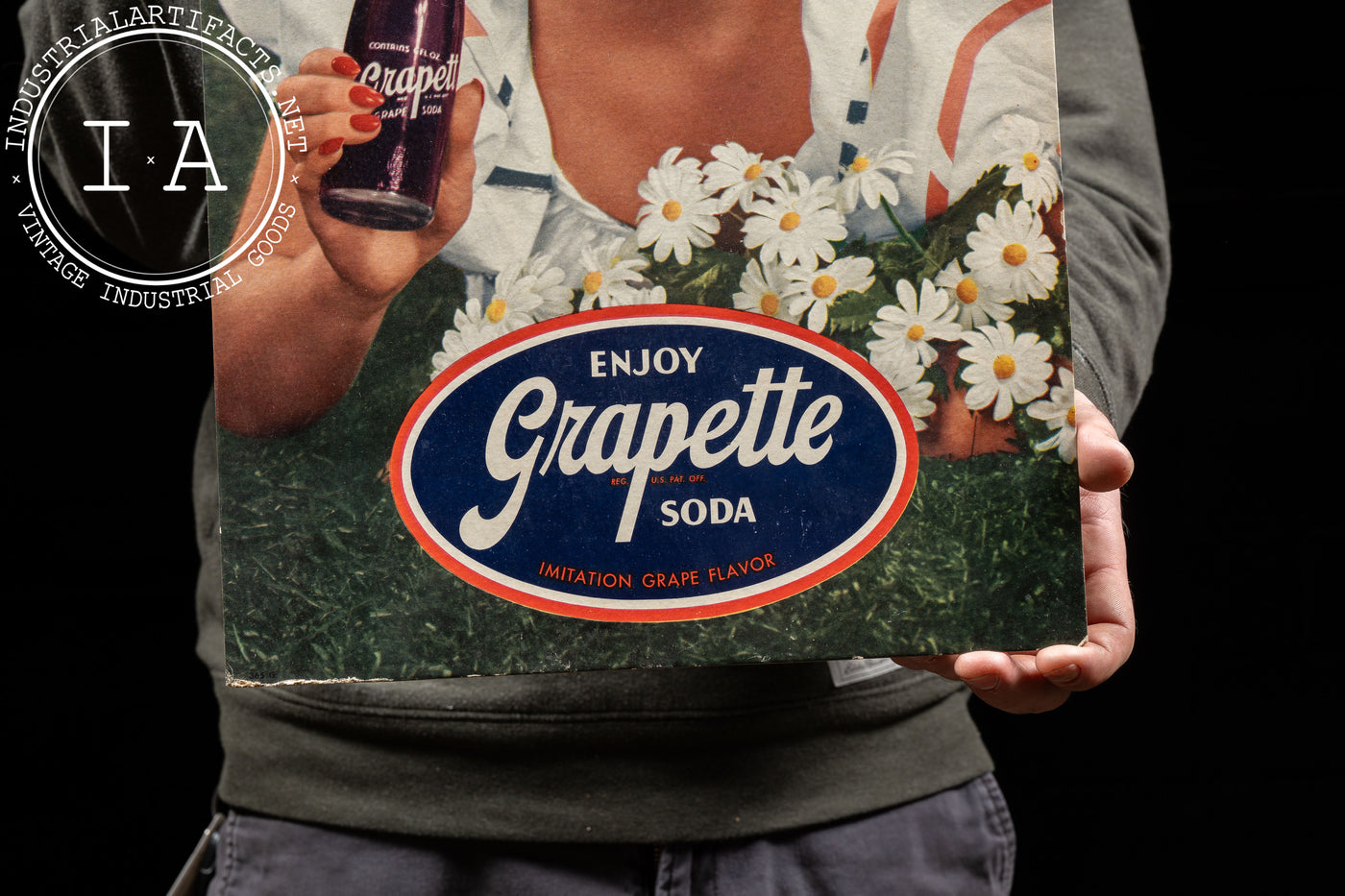 Vintage Grapette Cardboard Standee Sign