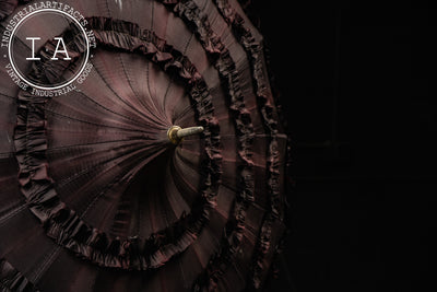 Early 20th Century Ruffled Maroon Silk Parasol