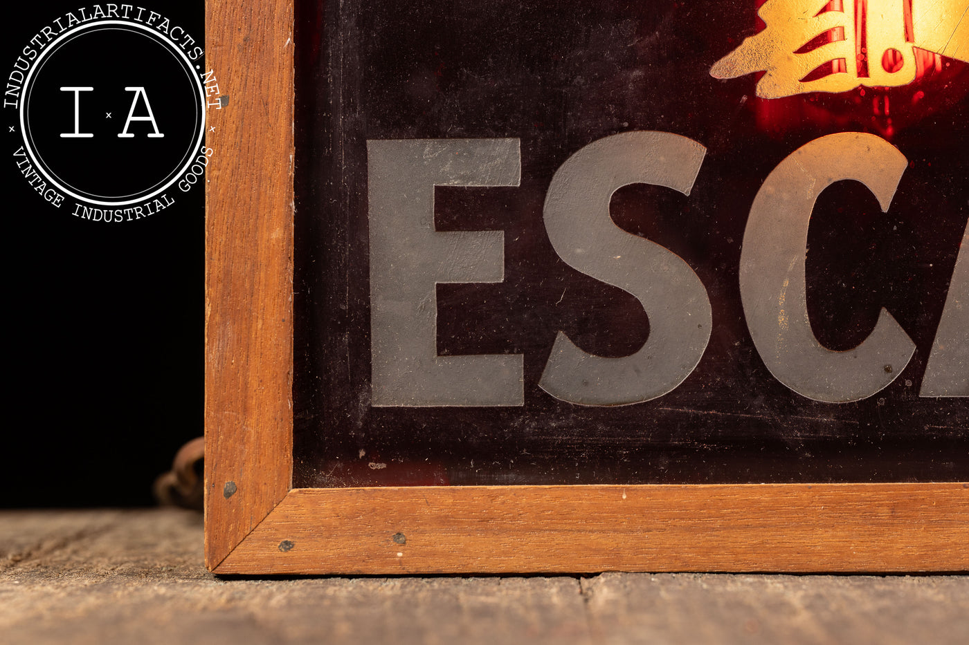 Antique Double-Sided Etched Glass Fire Escape Lighted Sign