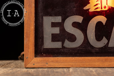 Antique Double-Sided Etched Glass Fire Escape Lighted Sign