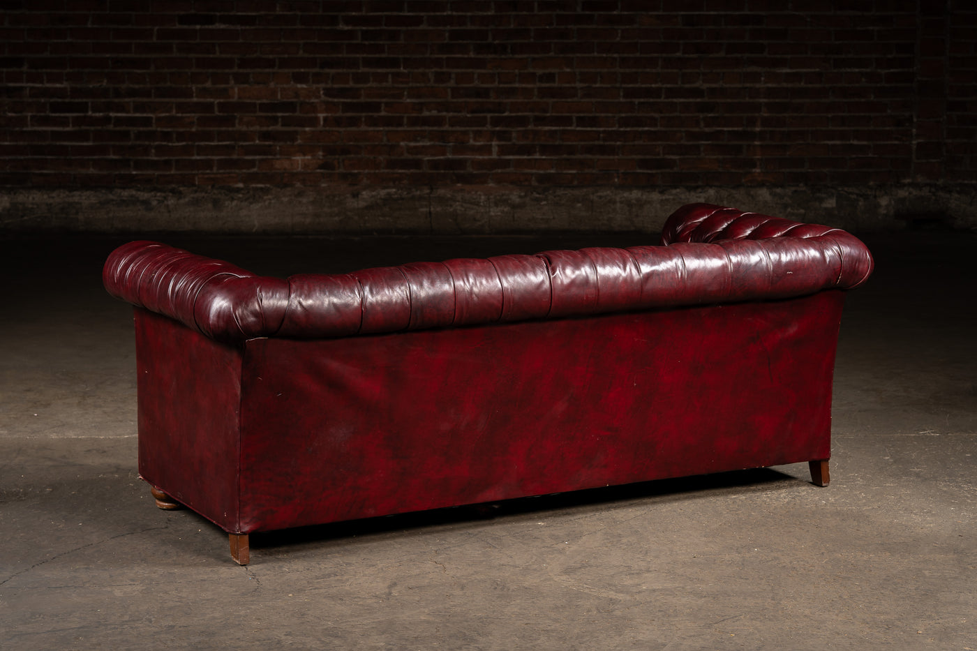 Vintage Tufted Leather Chesterfield Sofa in Oxblood