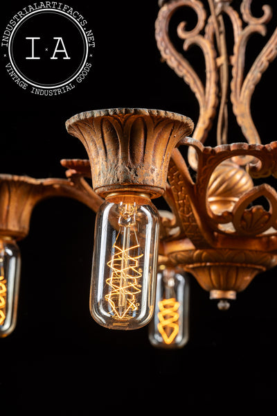 Vintage Art Nouveau-Inspired Cast Iron Ceiling Fixture by Virden