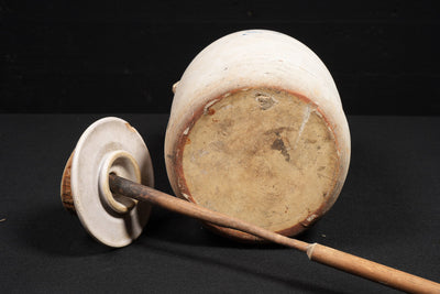 c. 1910s W. D. Suggs 4-Gallon Stoneware Churn with Lid and Dasher