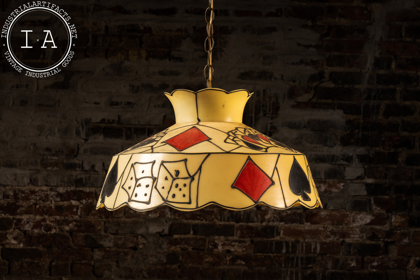 Vintage Painted Fiberglass Poker Pendant Lamp