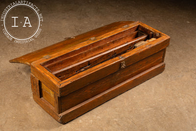 Antique Oak Tool Chest With Painted Saw