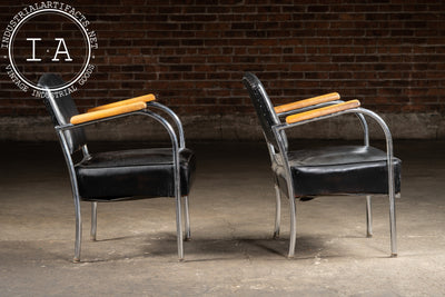 Pair Of Art Deco Barber Shop Armchairs in Black
