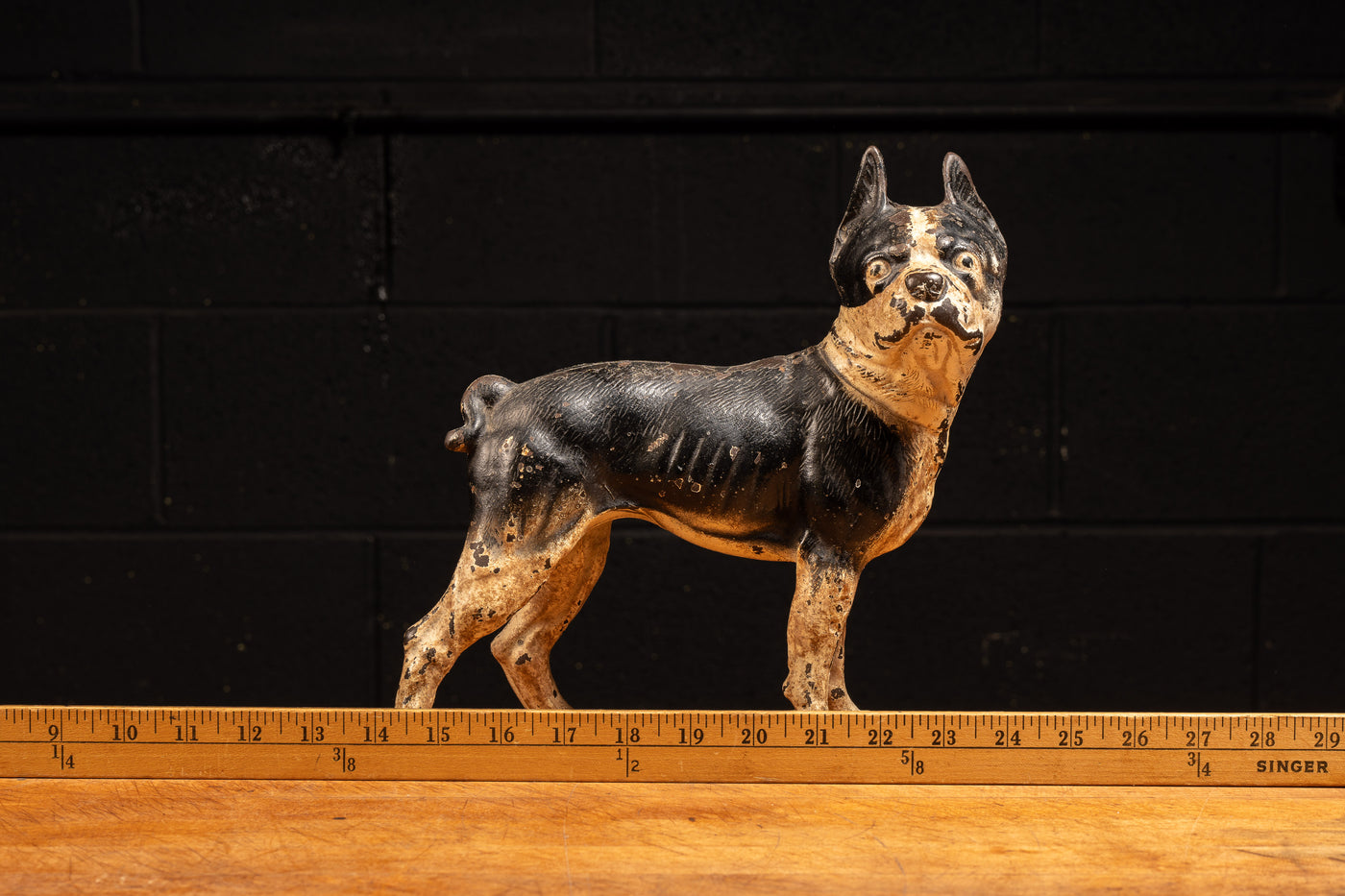 Early 20th Century Cast Iron Figural Dog Doorstop - Boston Terrier