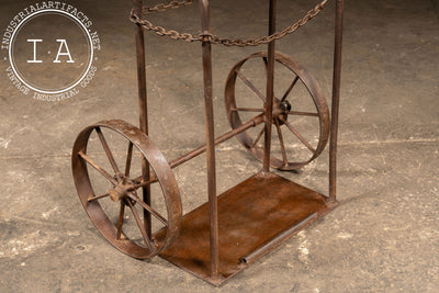 Antique Industrial Cylinder Cart with Chain Retainer