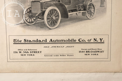 Early 20th Century Framed Decauville Car Pamphlet