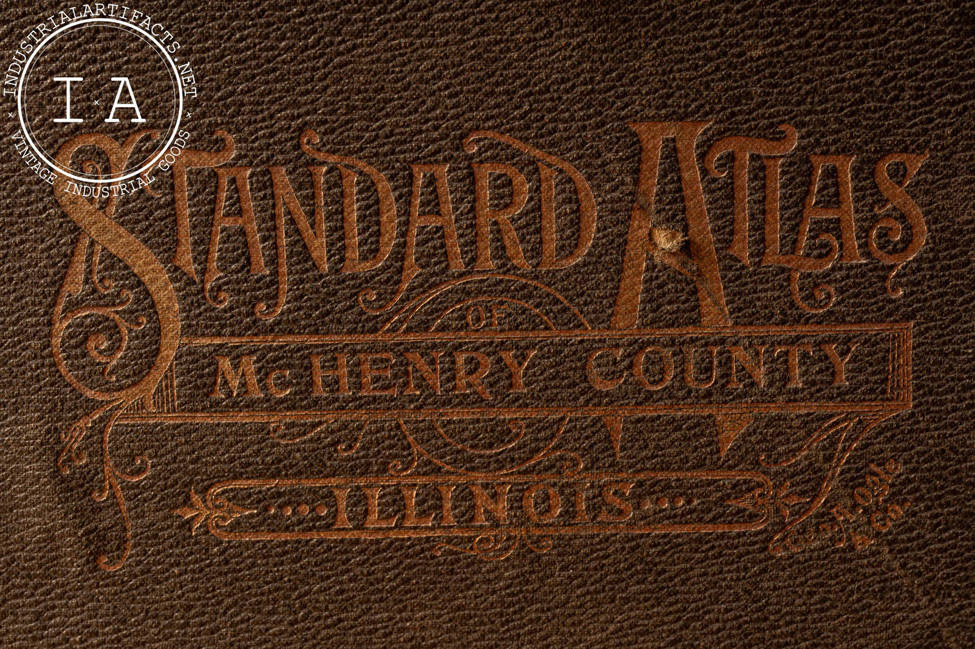 Early 20th Century Leather-Bound Standard Atlas of McHenry County, Illinois