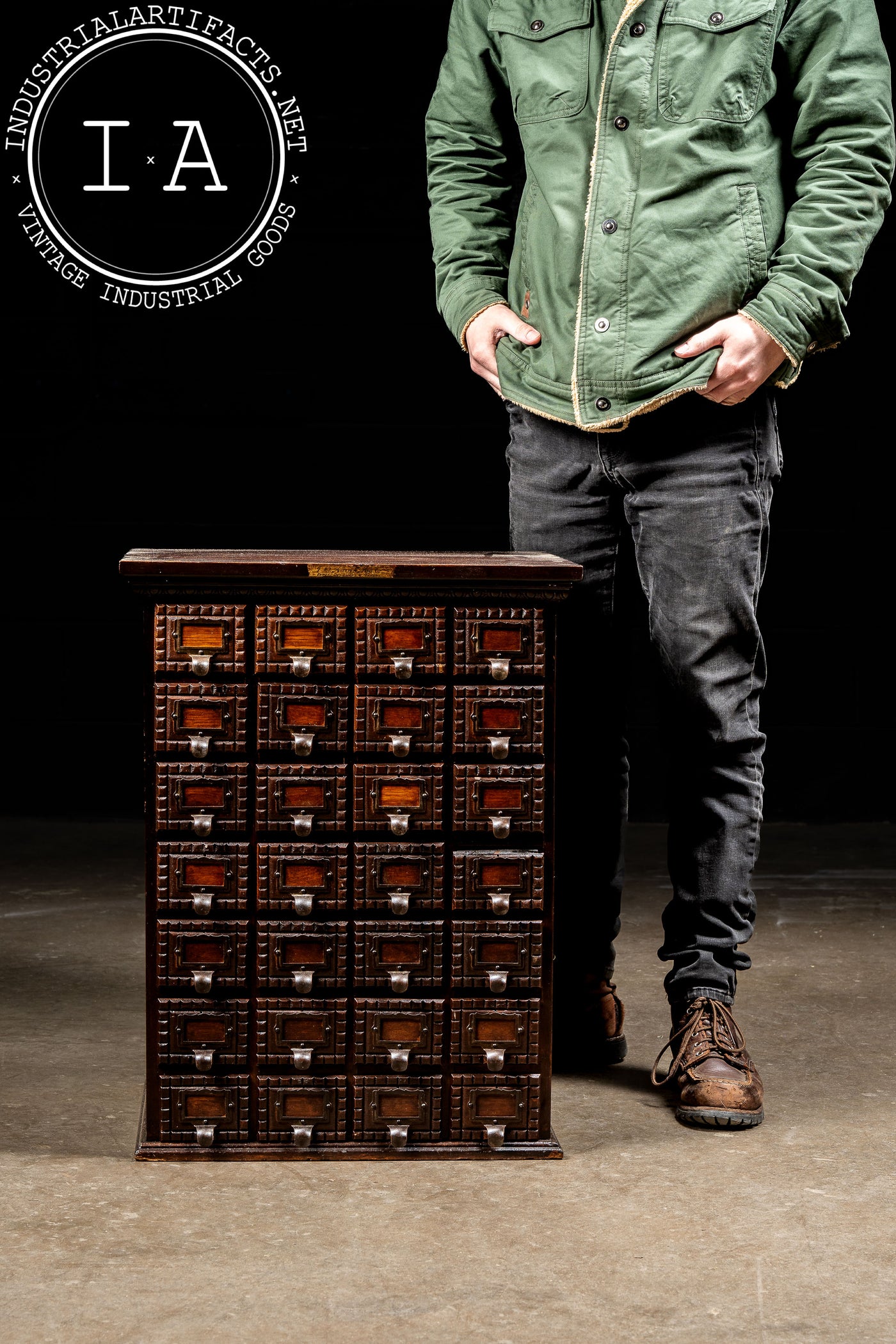 Late 19th Century Oak Tramp Art Screw Cabinet by J. D. Warren
