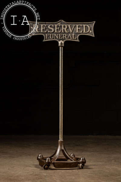 Early 20th Century Cast Iron Funeral Parking Sign