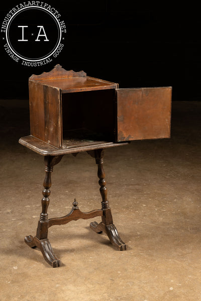 Early Walnut Humidor Smoking Stand