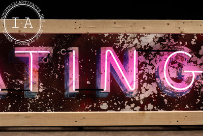 Vintage "Skating" Painted Tin Neon Sign