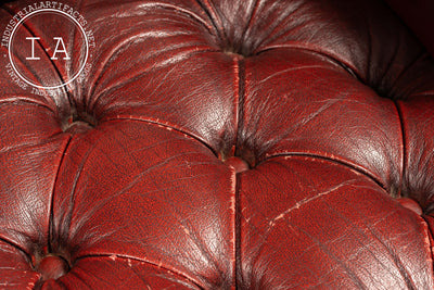 Wingback Oxblood Armchair with Ottoman