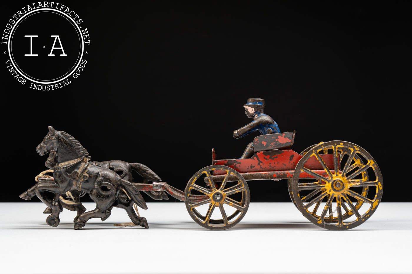 Early 20th Century Hubley Horse-Drawn Fire Wagon