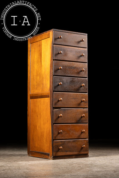 Antique Oak and Plywood Crazed Parts Cabinet