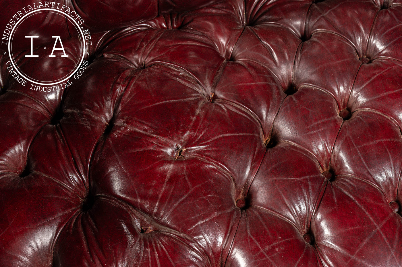 Tufted Leather Chesterfield Sofa in Burgundy