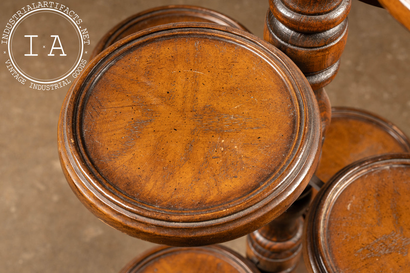 Mid-Century Oak Multi-Tiered Plant Stand