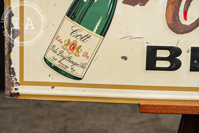 Vintage Cott Quality Beverages Embossed Tin Lithograph Sign