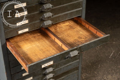 Early 20th Century Oak Typesetter's Cabinet in Gray