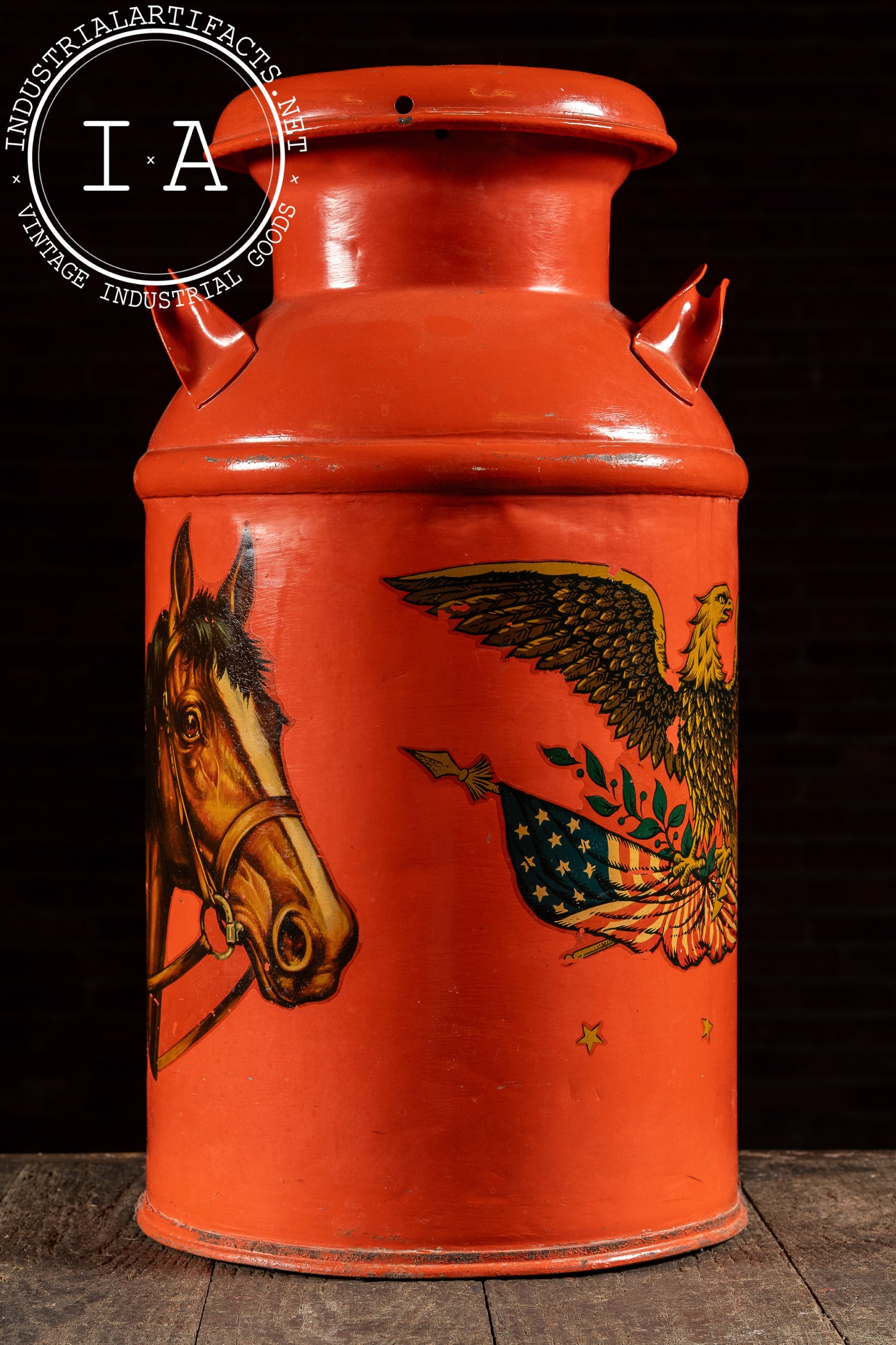Antique Oatman Bros. Painted Steel Milk Can