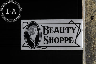 Antique Double-Sided Porcelain Beauty Shoppe Sign