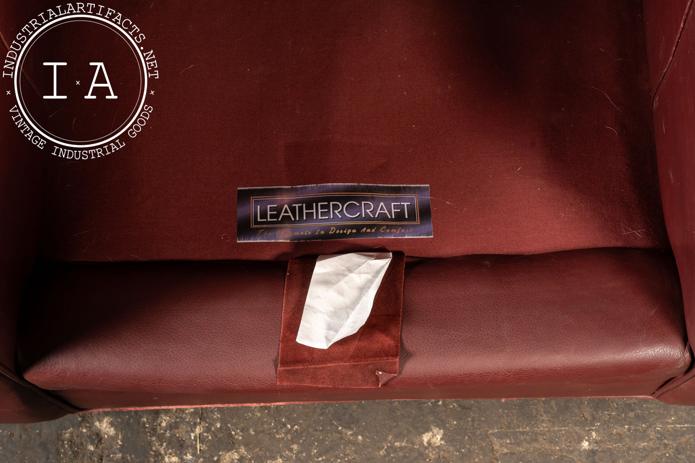 Red Leather Armchair with Ottoman