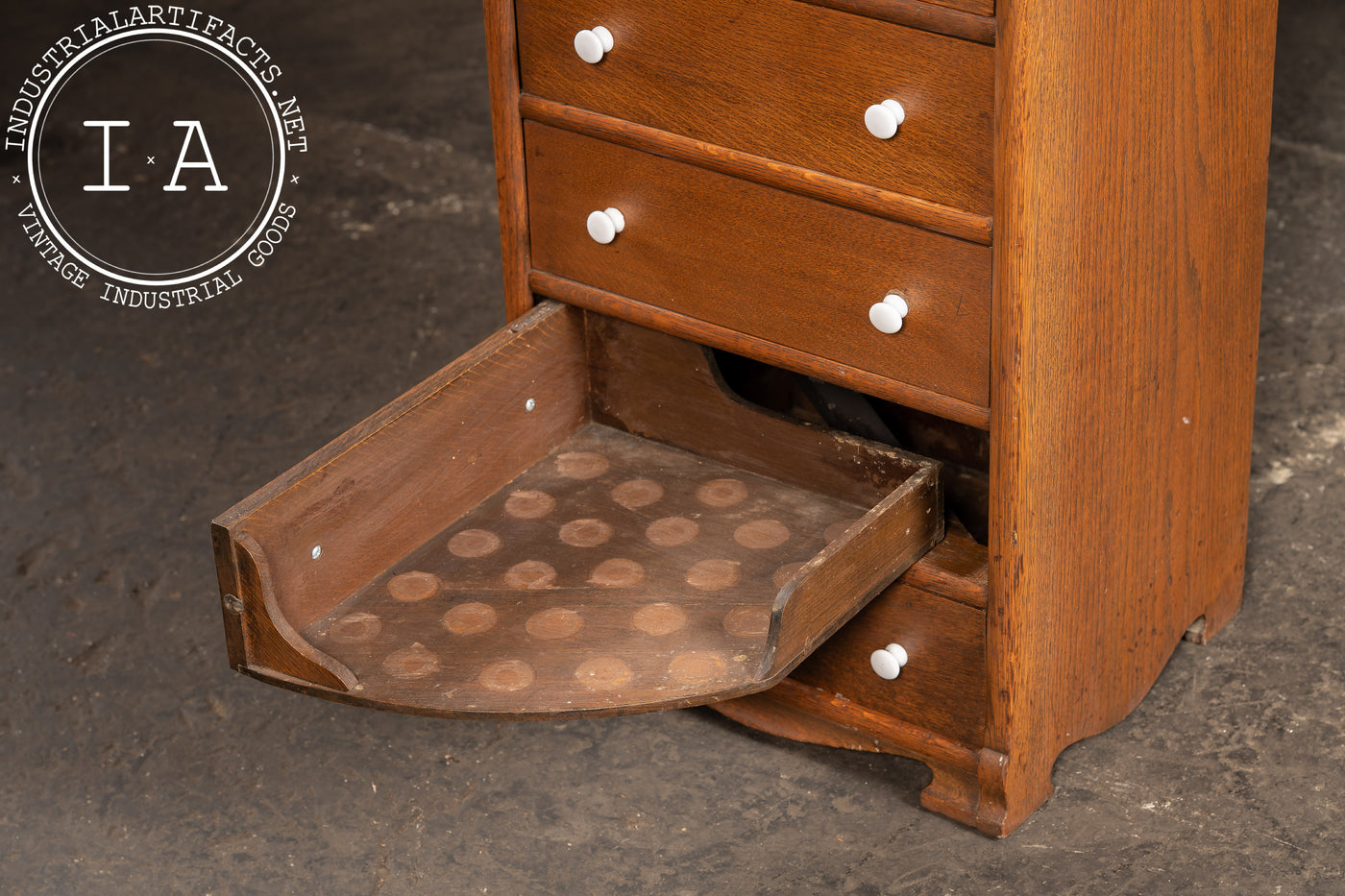 Vintage Oak Six-Drawer Swing-Out Cabinet