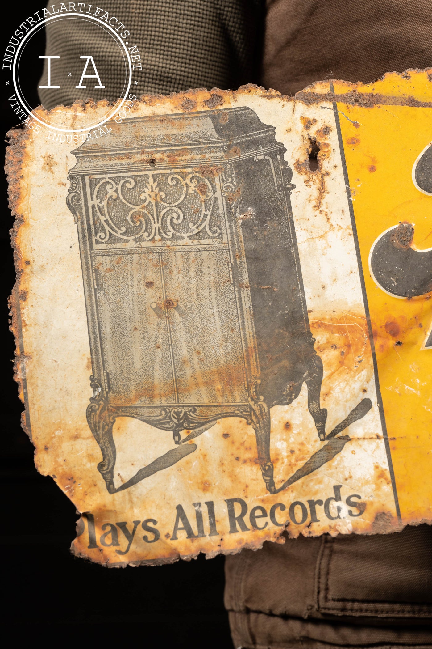 Antique Brunswick Phonographs Embossed Tin Sign