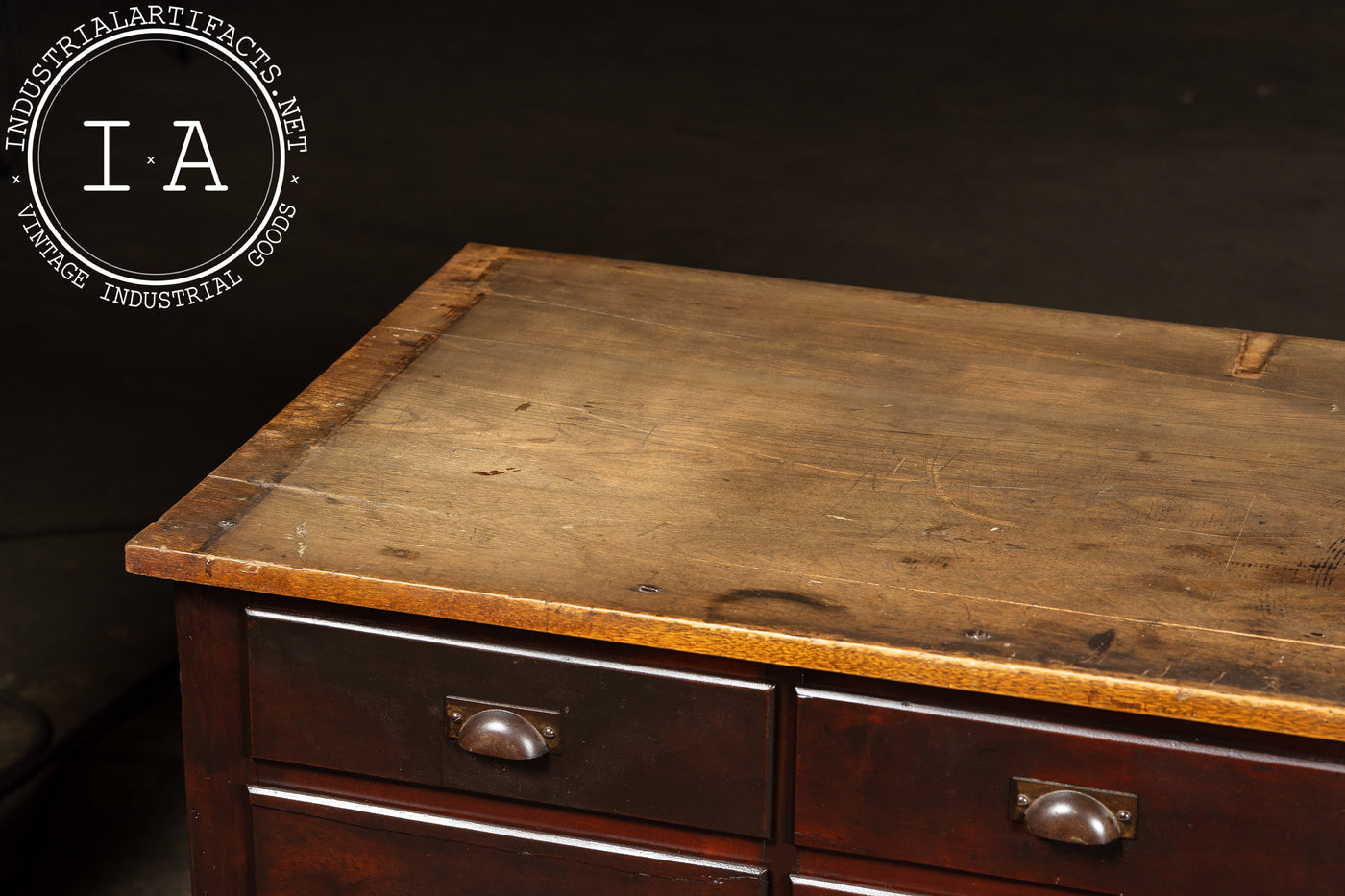 Early 20th Century Apothecary Counter with Drawers and Cupboards