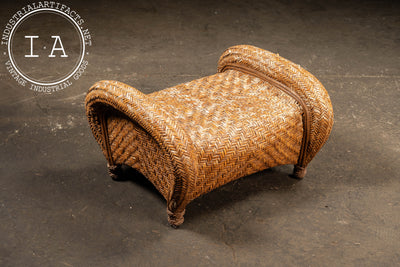 Vintage "Malabar" Rattan Lounge Chair and Ottoman by Pottery Barn