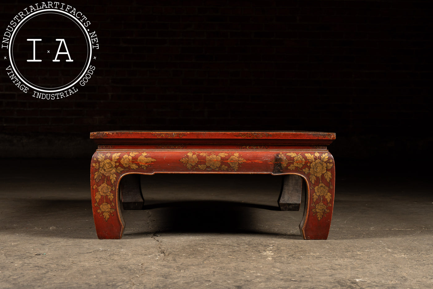 Early 20th Century Southeast Asian Wooden Coffee Table with Floral Accents