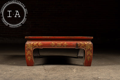Early 20th Century Southeast Asian Wooden Coffee Table with Floral Accents