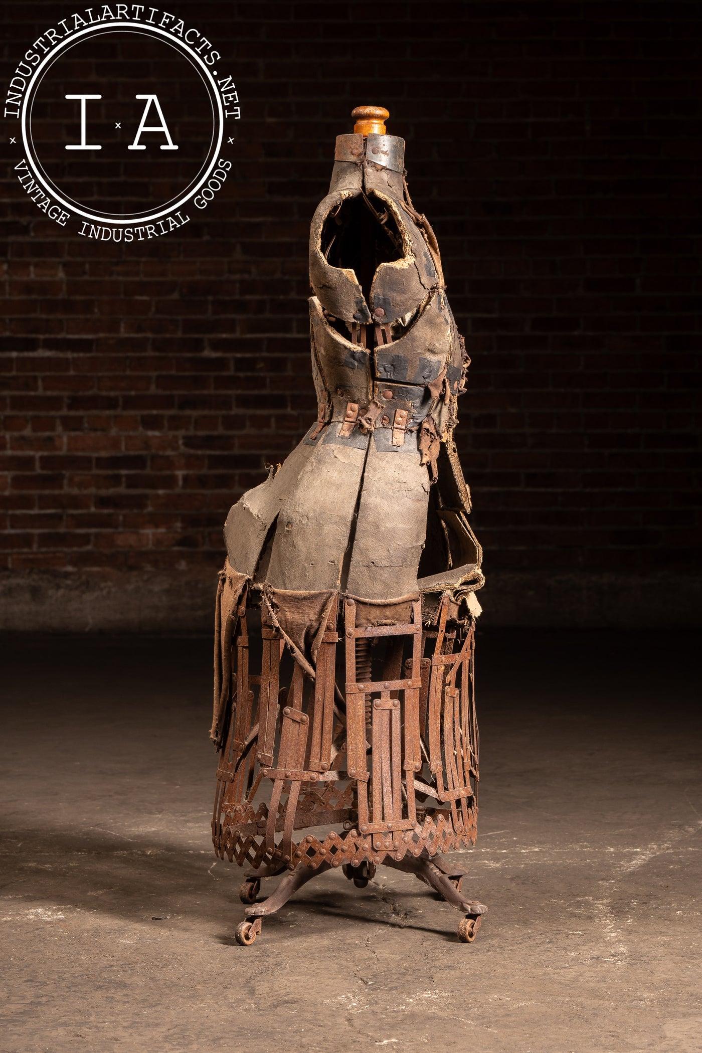 Victorian Adjustable Dress Form on Rolling Stand