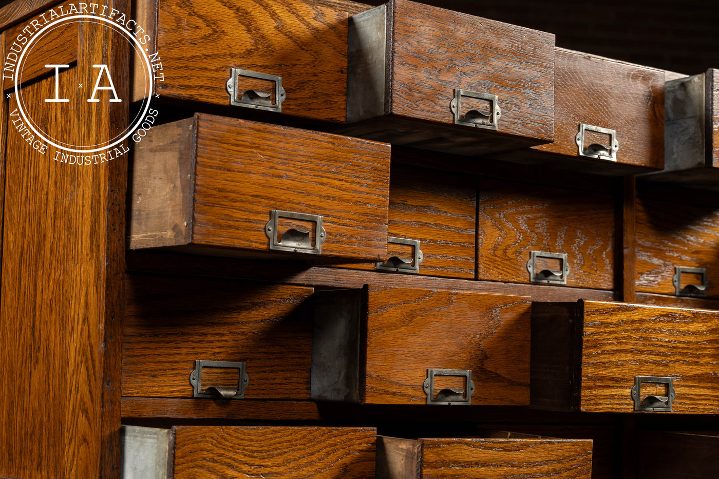 Vintage Oak 24-Drawer Apothecary